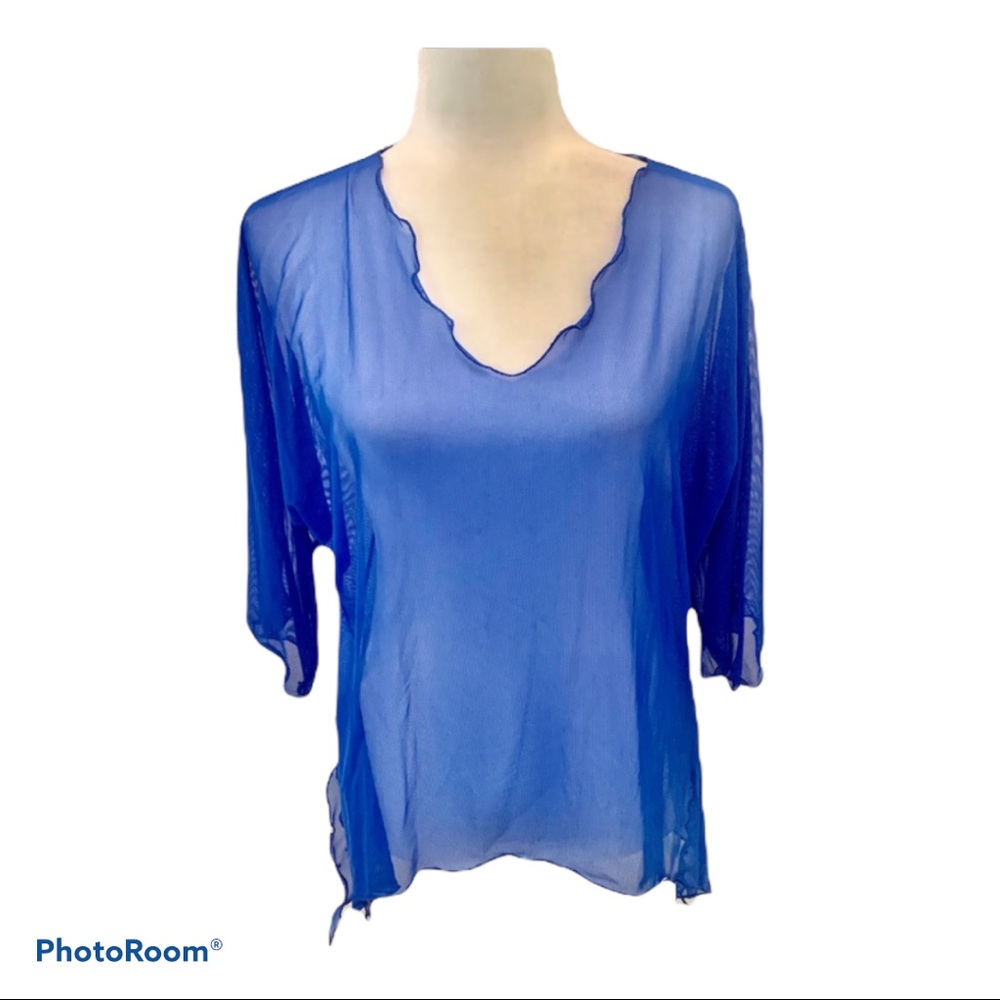 Pretty Things Inc Royal Blue Sheer Top Sz XS/S